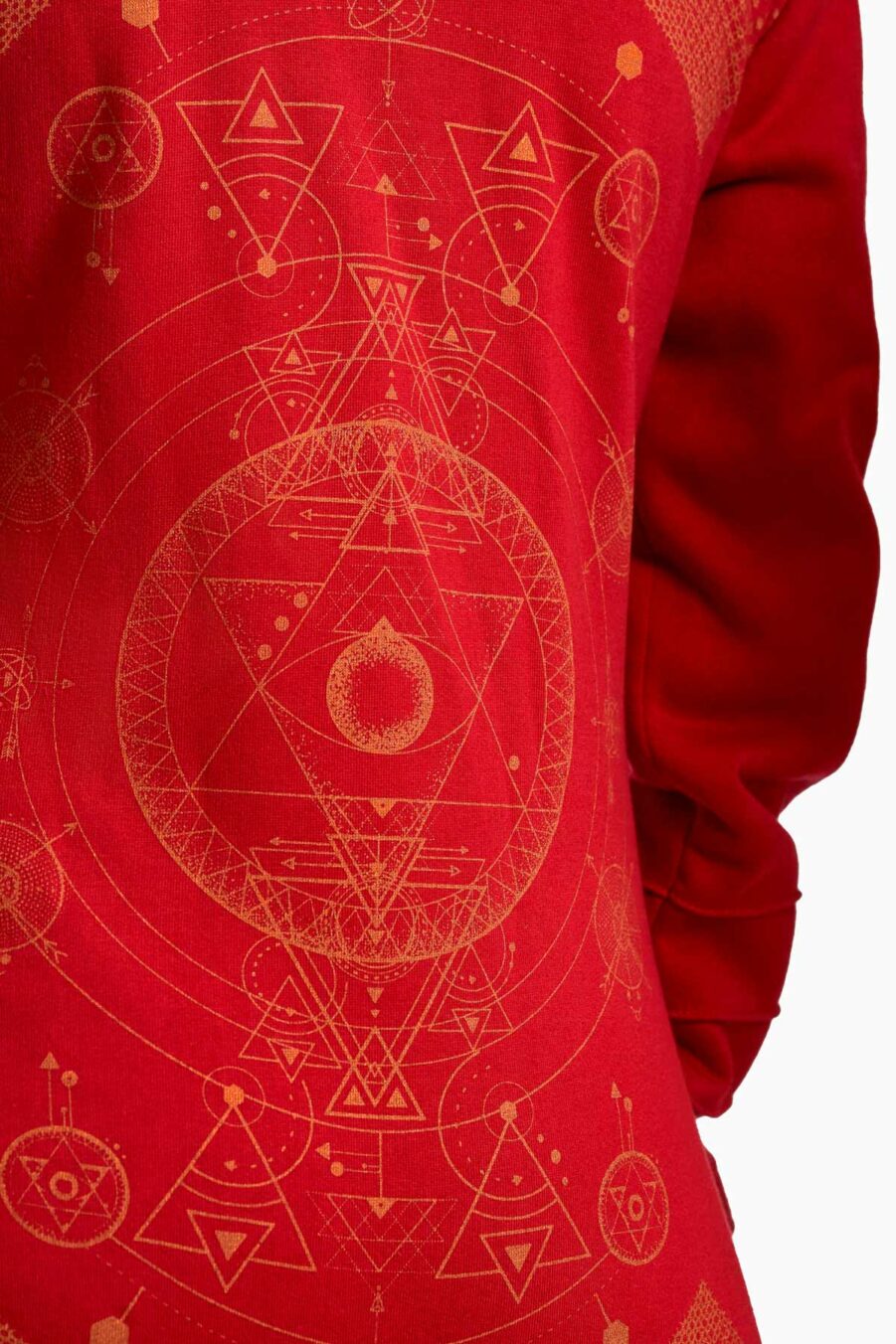 zola-thora-cotton-fleece-hoodie-red-for-women-with-handmade-screen-print-alternative-streetwear-avanyah-clothing
