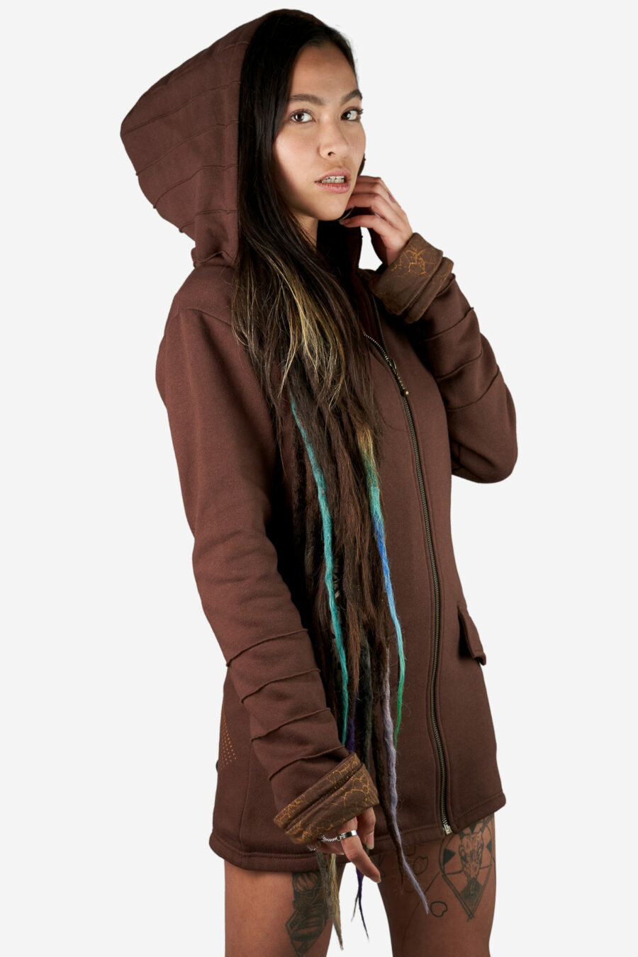 zola-thora-hoodie-brown-for-women-with-handmade-screen-print-alternative-streetwear-and-festival-fashion-avanyah-clothing