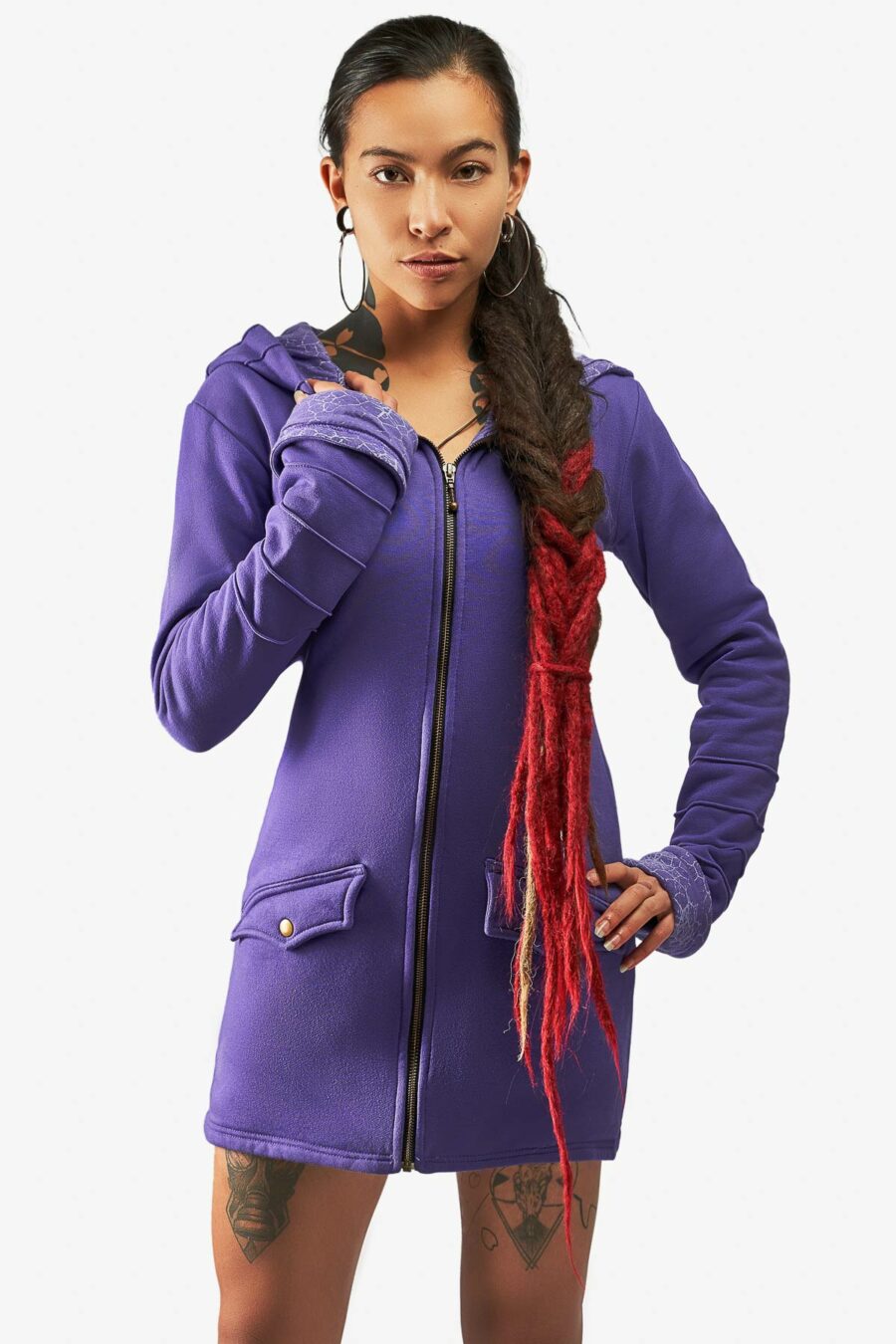 zola-thora-hoodie-purple-for-women-front-handmade-screen-print-avanyah-clothing-alternative-streetwear-avanyah-clothing