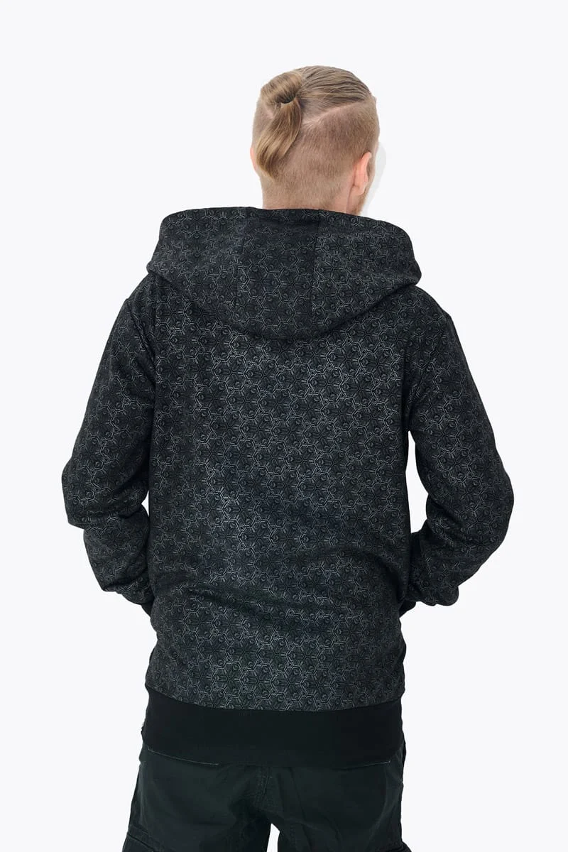 Avanyah Clothing’s black cotton hoodie for men with artistic screen print, perfect for festivals and urban outfits