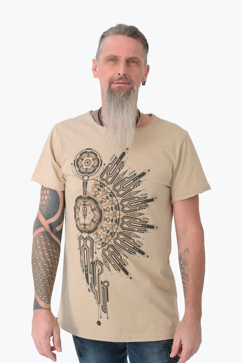Cotton men’s t-shirt with Sly Artwork’s Zyrenth design – wearable art by Avanyah