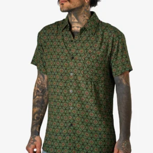 Men’s alternative fashion shirt featuring Seeds digital art print by Januz Art – festival wear collection at Avanyah